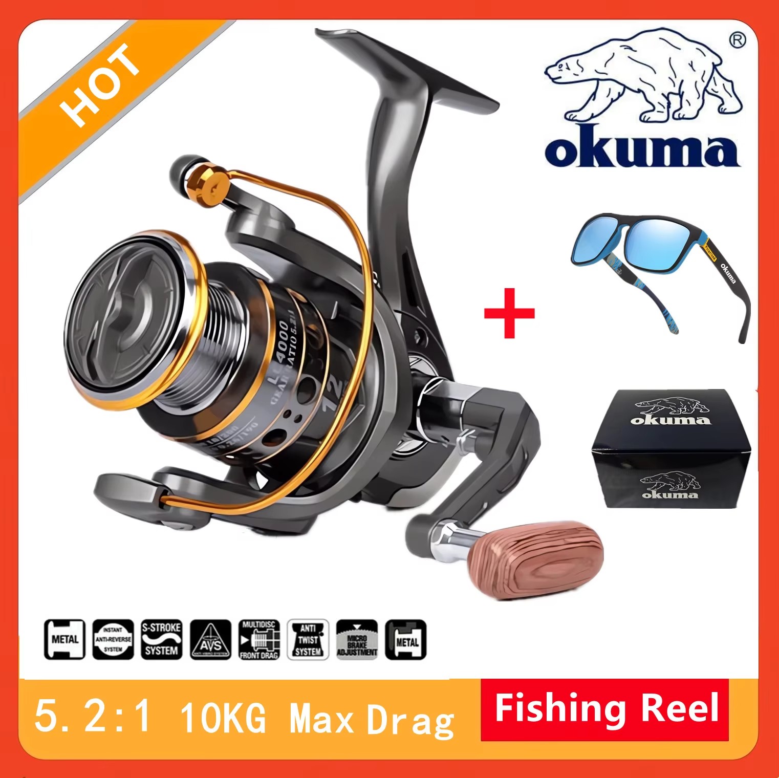 Daiwa Reel Fuego - Высокоскоростная рыболовная спиннинговая катушка Okuma 5.2:1,