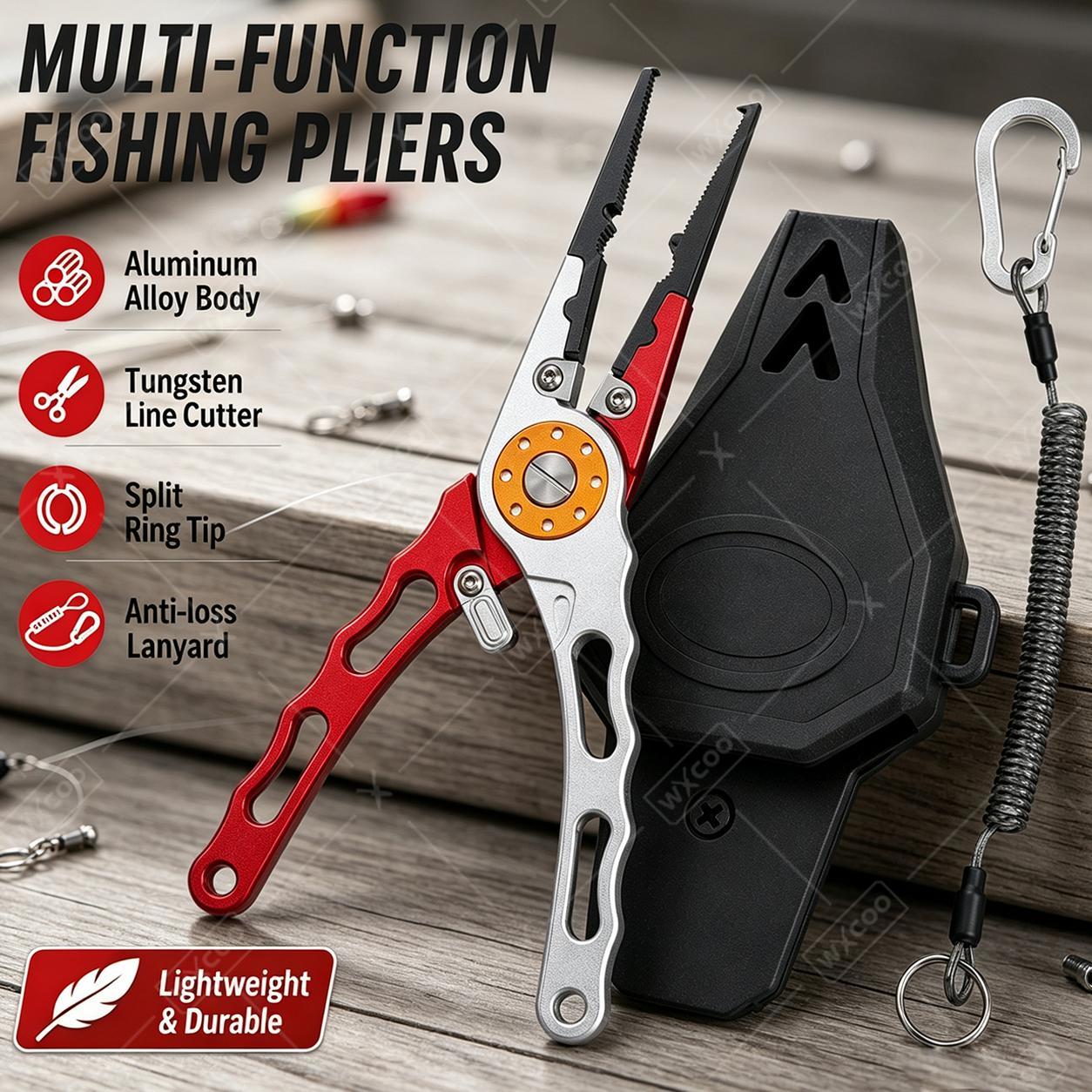 Fishing Hook Sharpener - WXCOO Плоскогубцы для разрезания колец, съемник