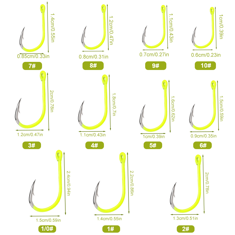 NGB 50шт 1/0 # -10 # Флуоресце – обзор и цена Fishing Hook Offset